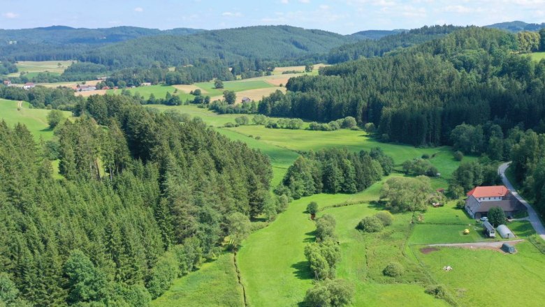 Luftaufnahme der Ederm&uuml;hle im Waldviertel - &Uuml;bernachtungen und Tiererlebnisse ab 16 Jahren | Adults only Hotel, &copy; Christian Pfabigan
